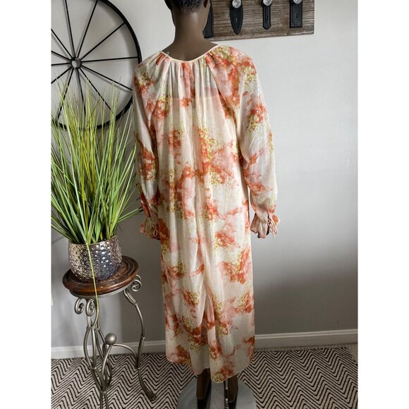 H&M NWT Floral Long-Sleeve V-Neck Maxi Dress With Sheer Overlay & Lining Size M - Picture 3 of 11